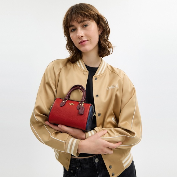 New ❤️💙Coach Red/Navy Mini Rowan Crossbody Bag In Colorblock Signature Canvas - Picture 7 of 7